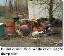 Drums of industrial waste