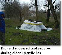 Drums discovered and secured during cleanup