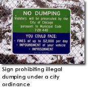 Sign prohibiting illegal dumping