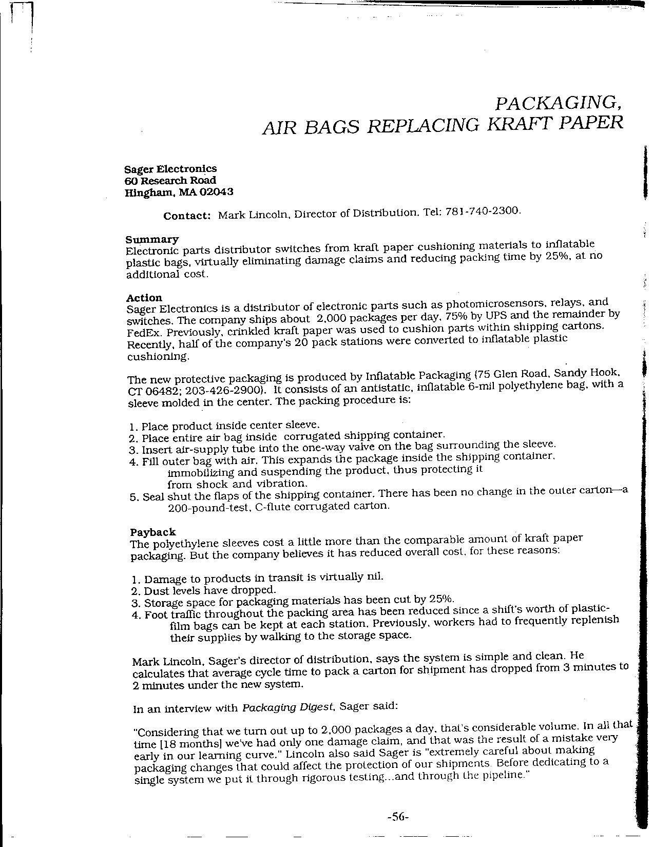 Packaging, air bags replacing kraft paper