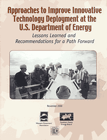 Report cover from Approaches to Improve Innovative Technology Deployment at the U.S. Department of Energy: Lessons Learned and Recommendations for a Path Forward