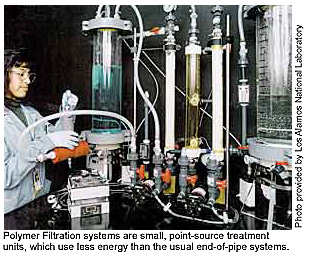 Polymer Filtration systems are small, point-source treatment units, which use less energy than the usual end-of-the-pipe systems.